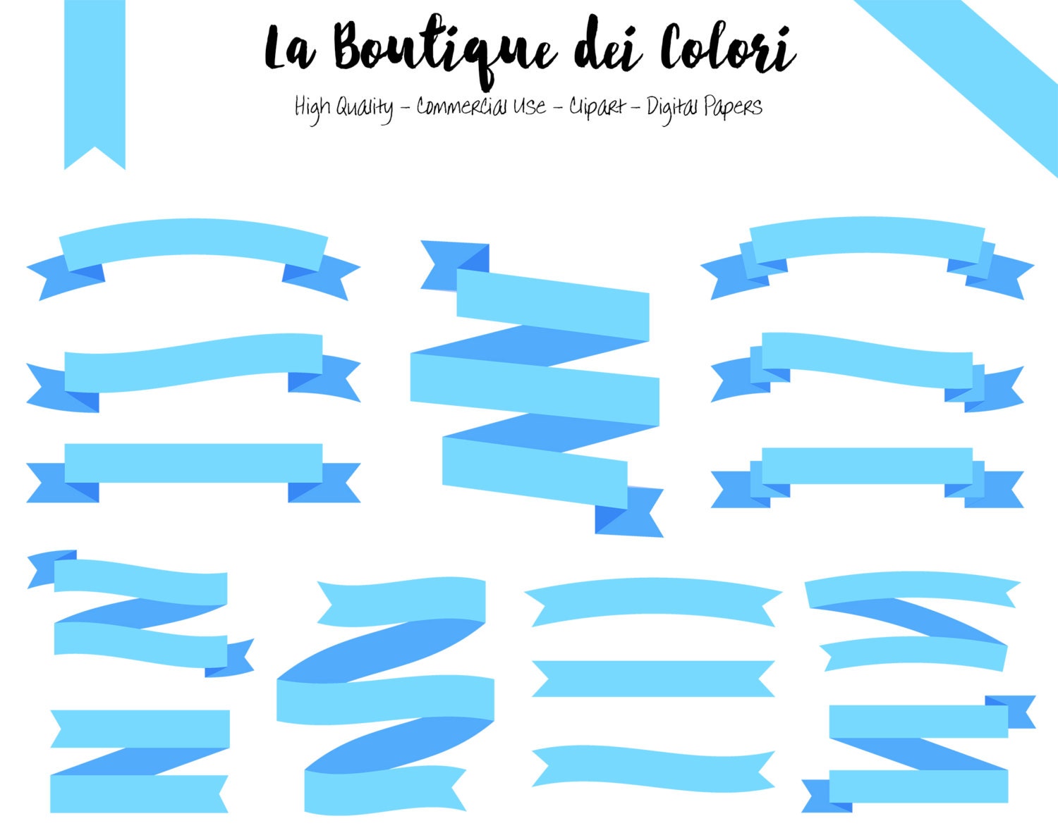 Light blue ribbon banners cliparts Tags Digital Clip Art. Baby