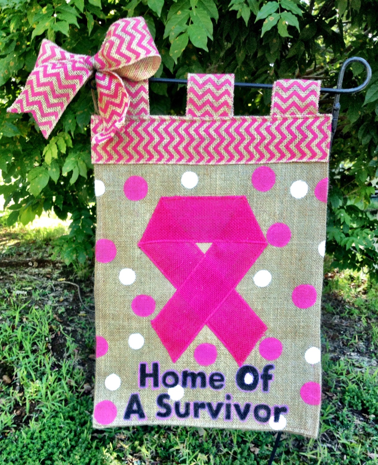 Breast Cancer Awarness Garden Flag Hope Garden Flag Burlap