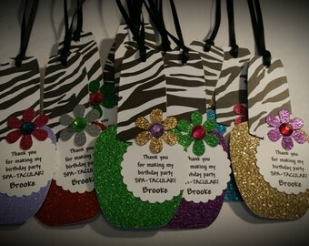 Spa Party Favor Tags - Nail Polish Favor Tags - Girls Spa Party Favors Set of 12
