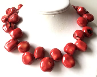 Red Coral Necklace, Large Coral Necklace, Beach Wedding Jewelry