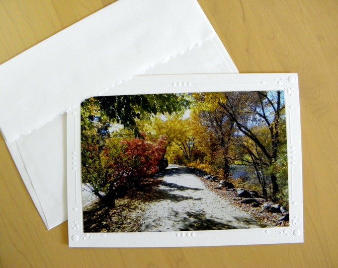 AUTUMN GLOW River Walk Photo Greeting Card created by Pam Ponsart of Pam's Fab Photos