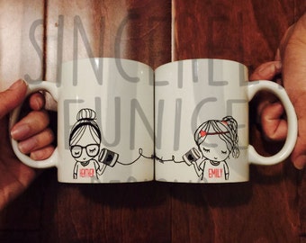 Best Friend Long Distance Coffee Mug Original SE design (TWO MUGS)