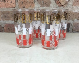 Gold and Orange Drinking Glasses