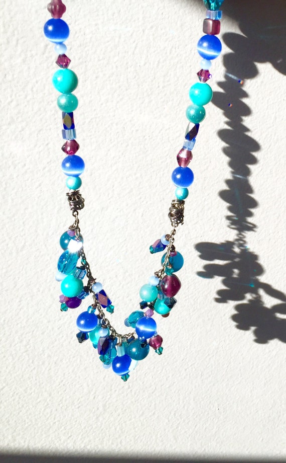 Multi color glass bead necklace