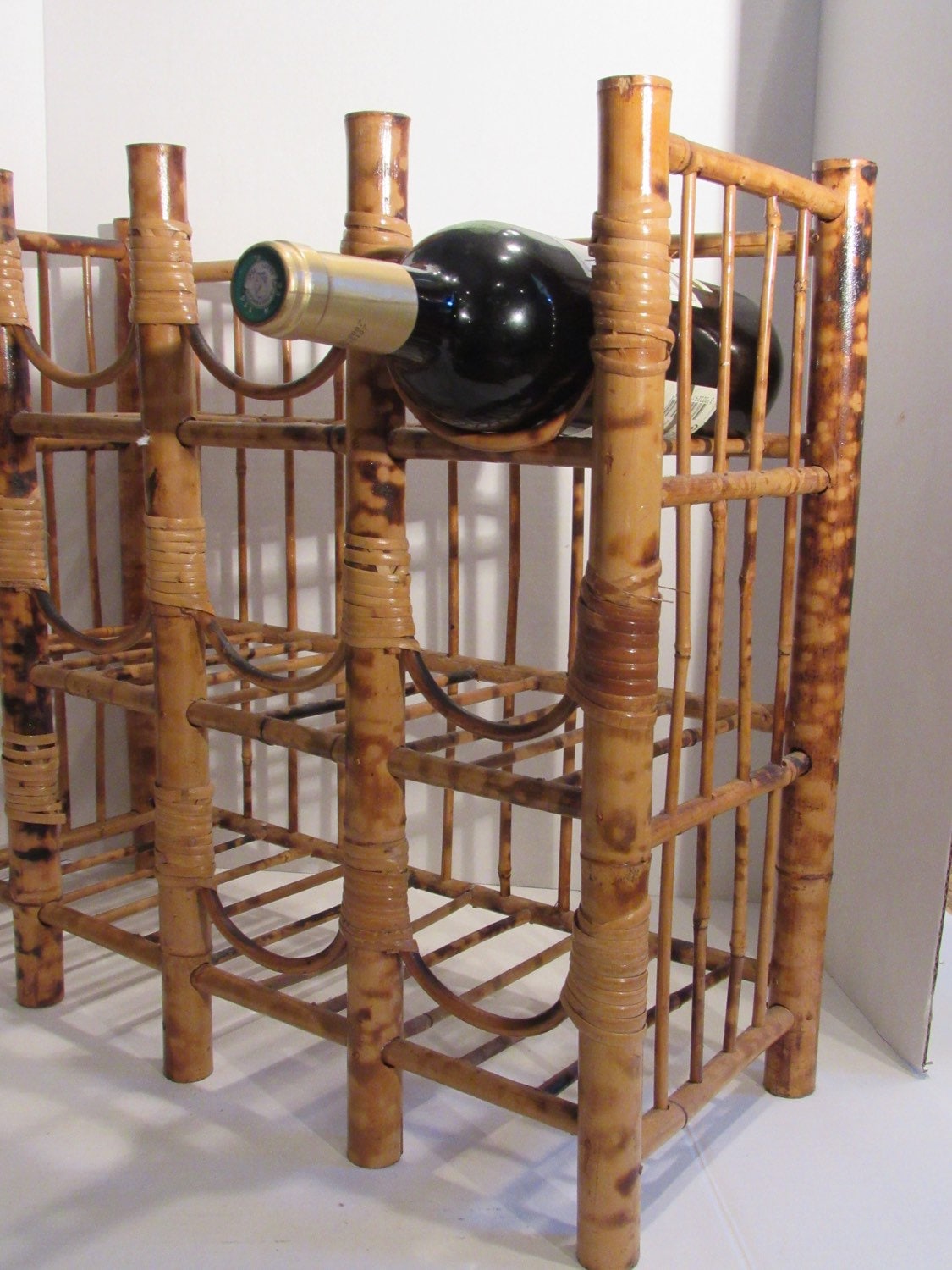 Vintage Wine Rack Wine Holder Bamboo Wicker Rack Wine Storage Wine