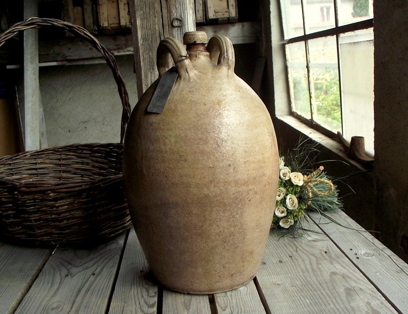Jarre Ancienne en Terre Cuite Grande Cruche Vintage en Grès