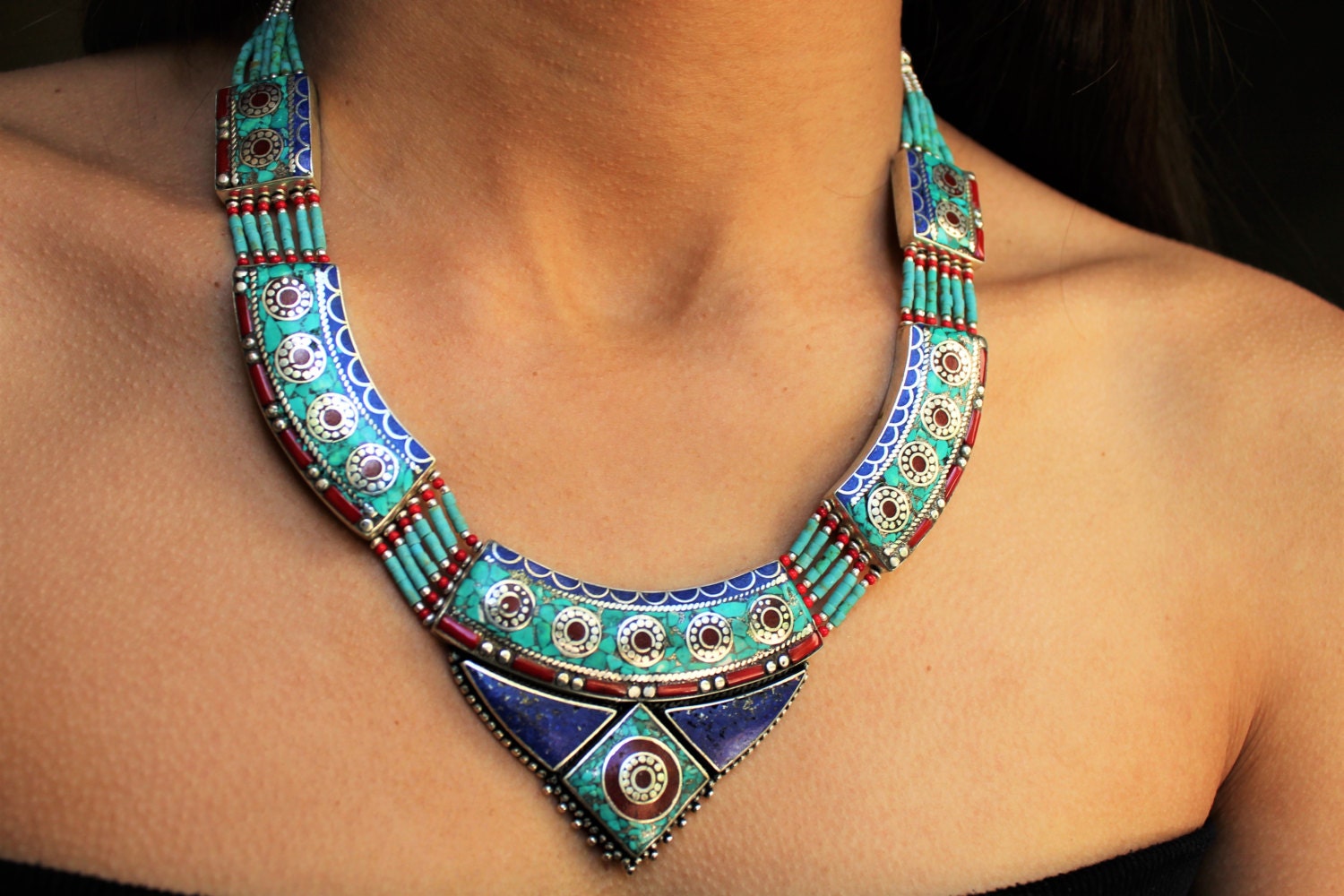 Turquoise Necklace Boho Necklace Tribal By Ricajewelscalifornia