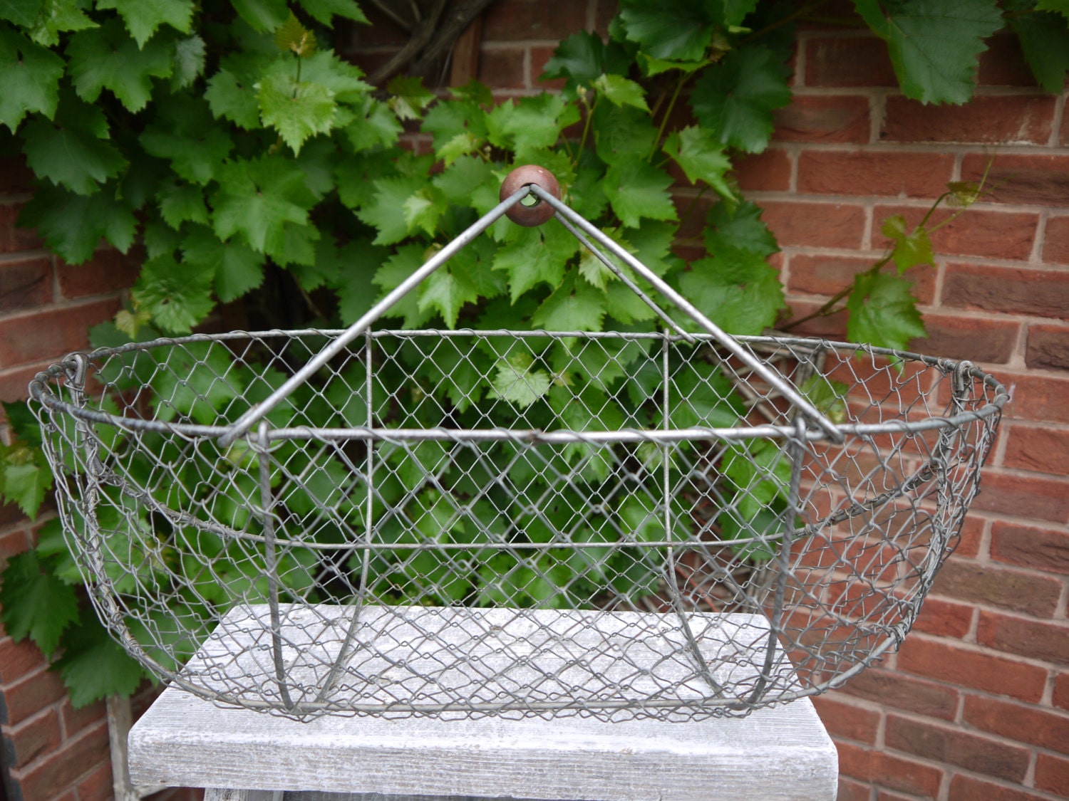 RESERVED FOR GAIL French Vintage Wire Basket Garden Trug