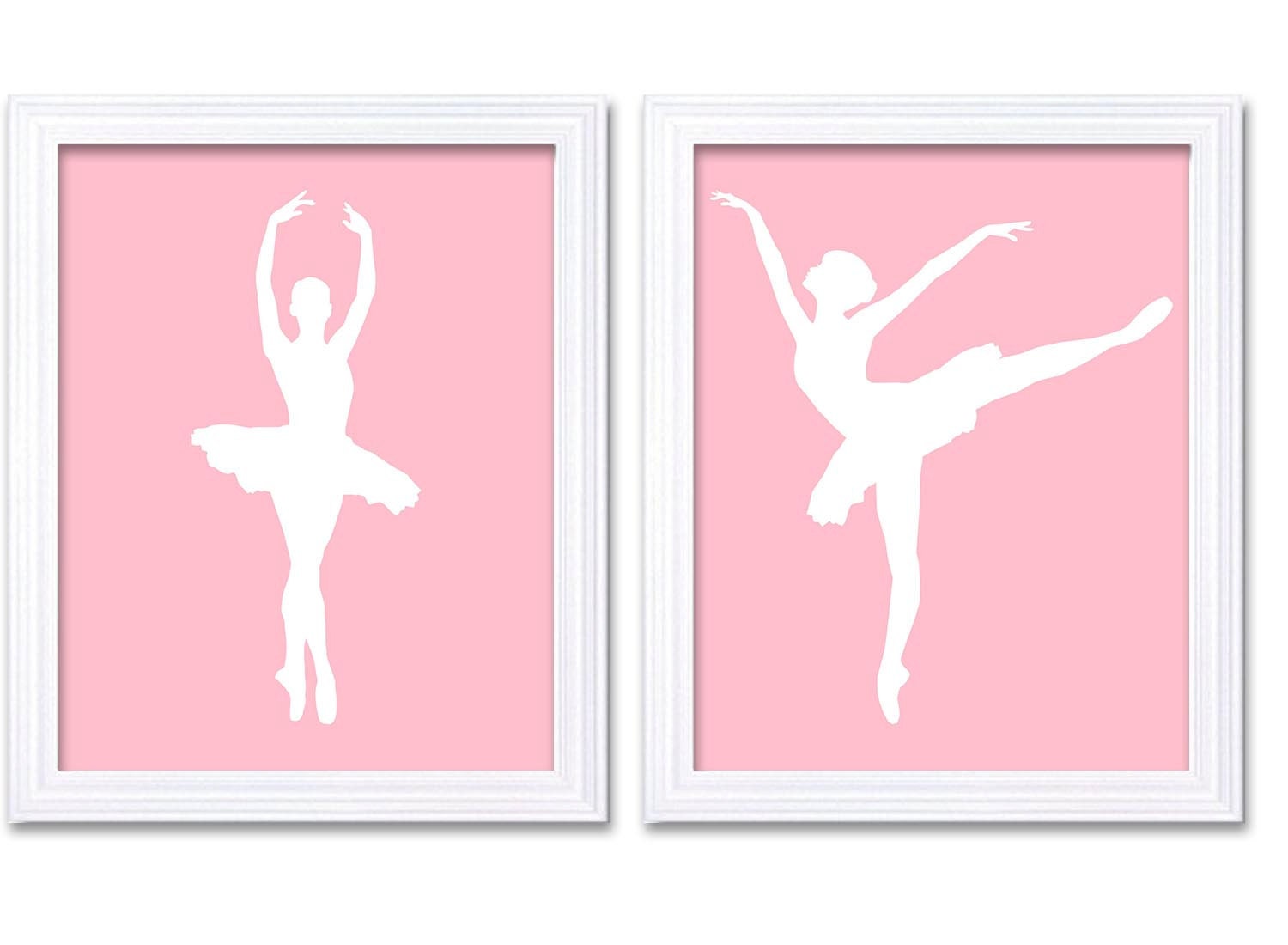 Pink White Ballerina Ballet Print Child Baby Art Prints Set of 2 Girl Girls Art Nursery Art Nursery 