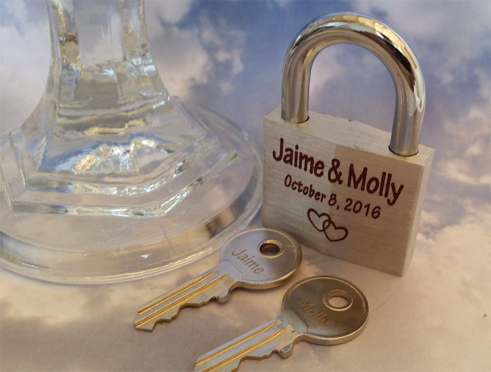 LOVE LOCK Personalized Engraved Padlock 2 Engraved Keys