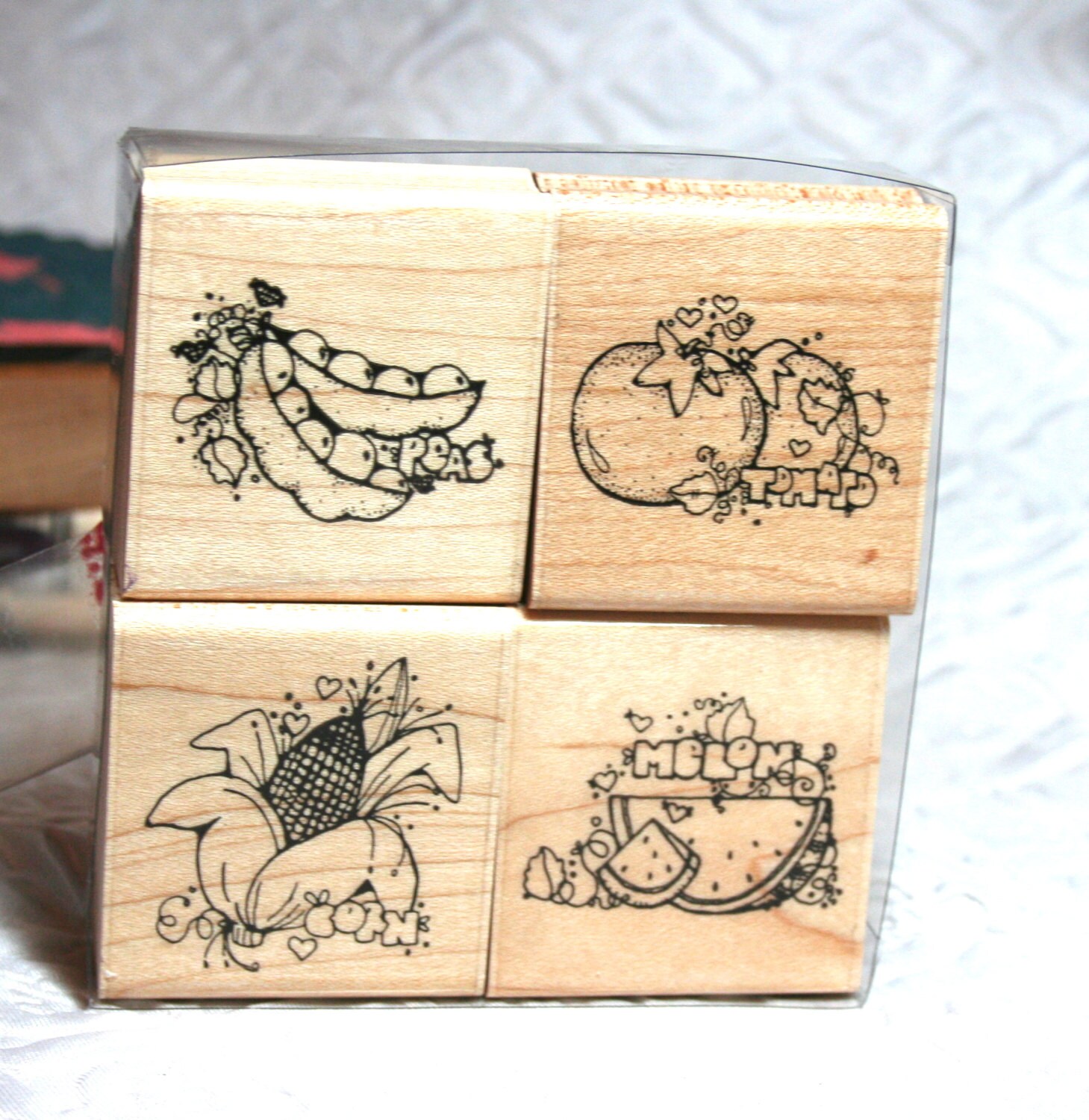 DOTS Garden Rubber STamps Garden Marker Stamps Peas