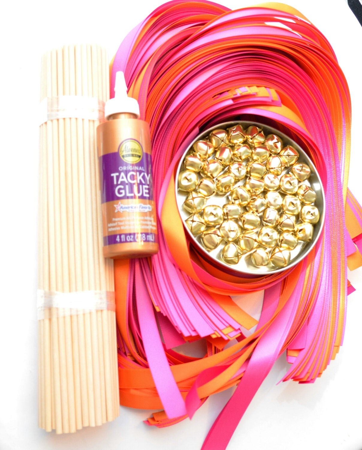 100 DIY Ribbon Bell Wand Kit Wedding Wand Kits by DivinityBraid