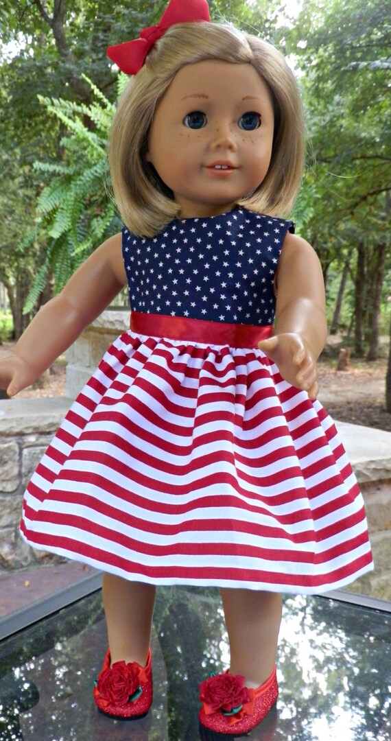 American Doll Clothes Dress Fits 18 Girl Doll USA Red