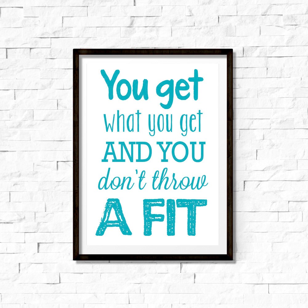 Classroom Wall Art Don't throw a fit 8x10 Sign
