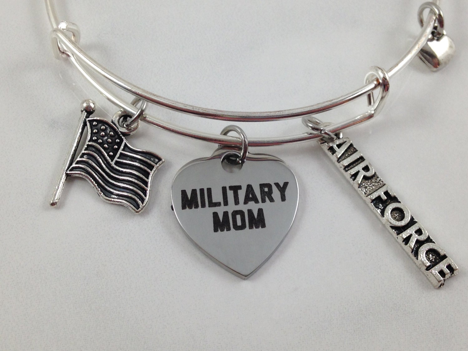 Military Charm Bracelet Military Mom Bangle Military