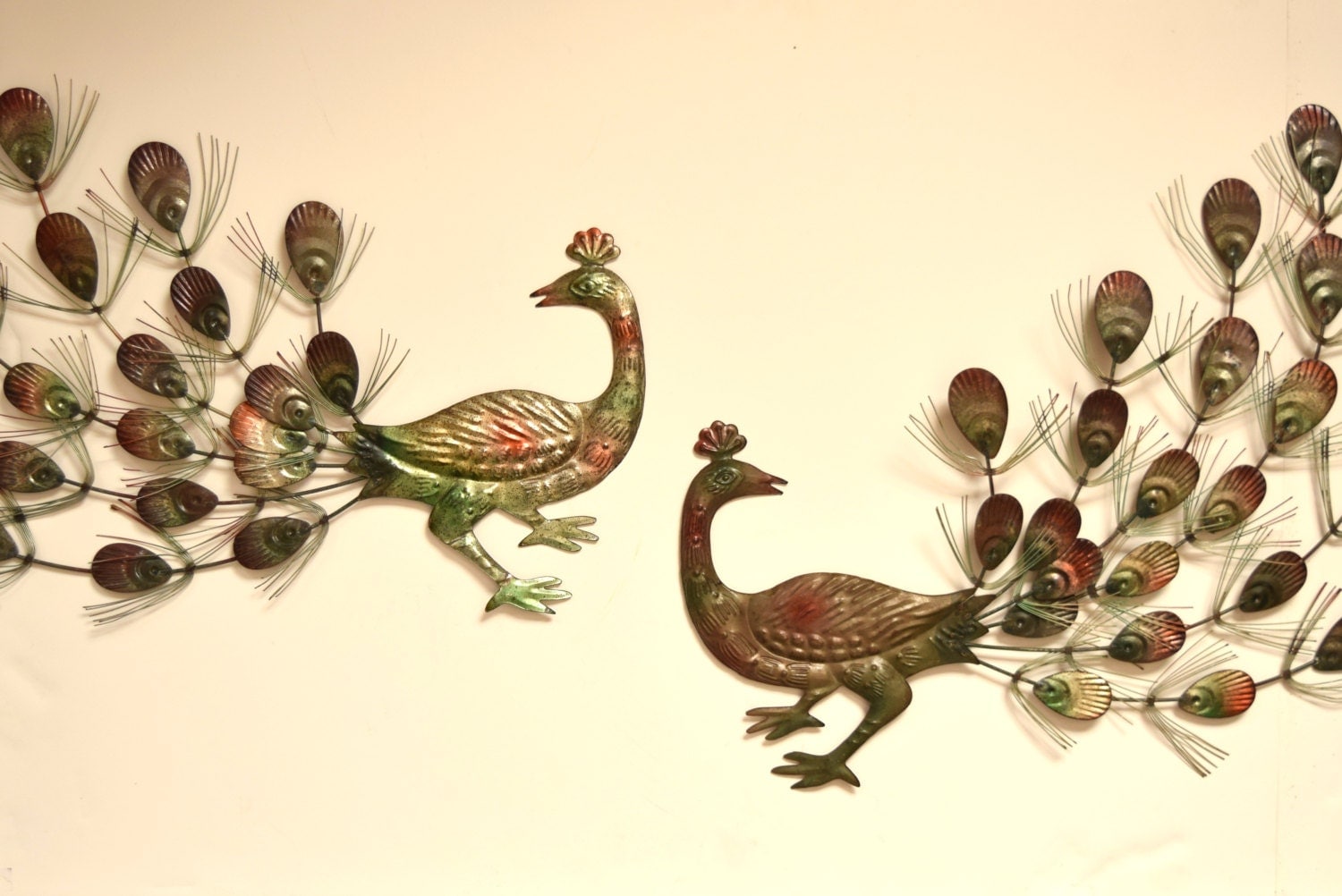 RESERVED FOR R.C. Vintage Textured Metal Peacock Bird Wall