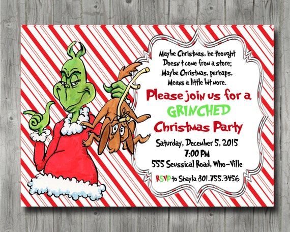 Items similar to Customized GRINCHMAS PARTY Invitation - 4x6 or 5x7 ...