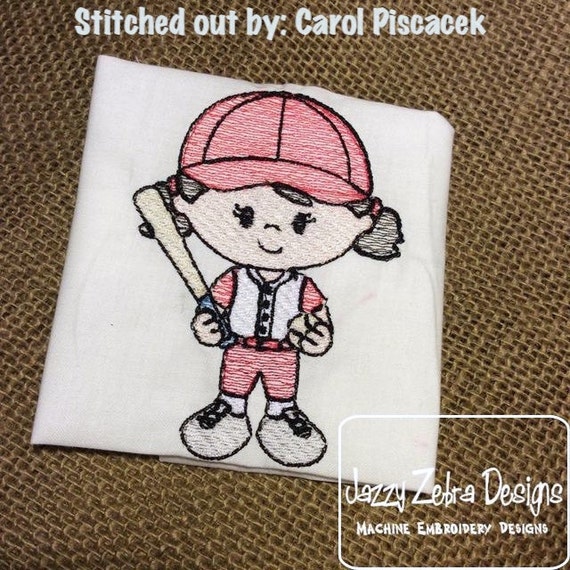 Softball Girl 2 Sketch Embroidery Design softball Sketch
