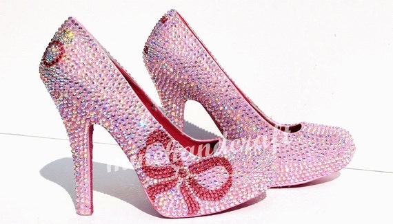 Pink Women Shoes Glitter Crystal Slippers by minehandcraft on Etsy