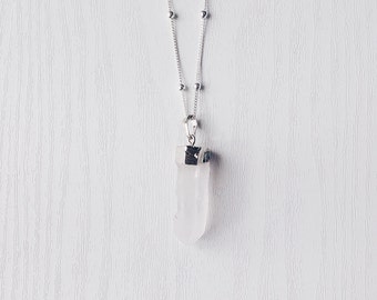 Raw Clear Quartz Necklace | Gemstone Crystal Pendant Necklace | Gypsy | SALE
