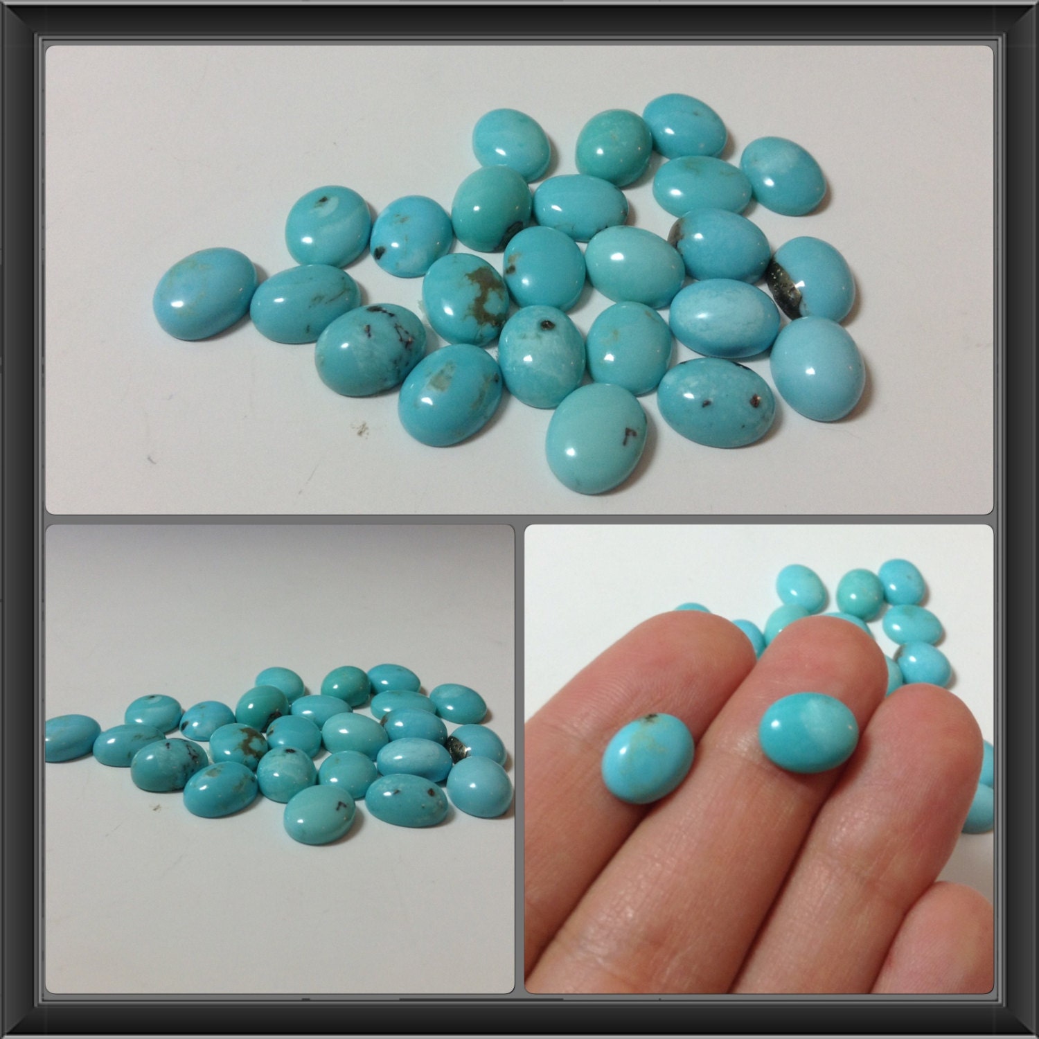 Turquoise cabochon 8 x 10mm / 3 5mm thick