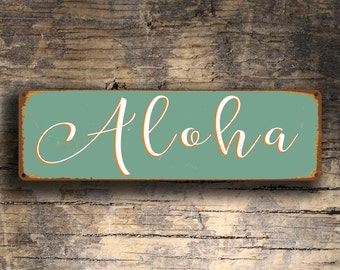 ALOHA SIGN, Aloha Signs, ALOHA, Hawaiian Greeting Sign, Vintage Style Aloha Sign, Hawaiian Decor, Aloha Decor, Aloha Wall Art