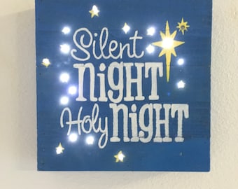 Lighted Sign, Silent Night Holy Night, Light up Christmas sign, Christmas decor, wood Christmas sign, Christmas decorations, LED signs