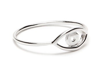 Evil Eye Ring in Sterling Silver - Nazam Talisman Minimalist Cute Jewelry