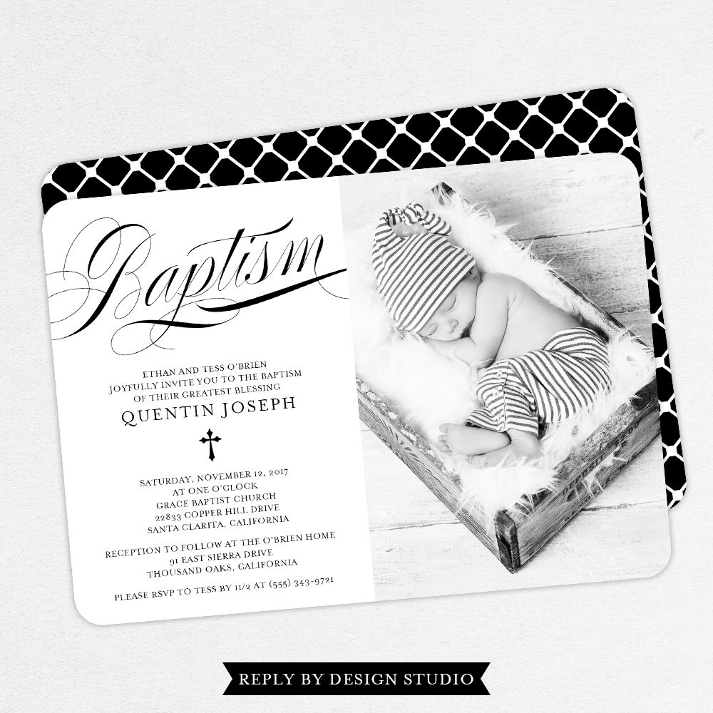 Photo Baptism Invitation Christening Invitation Boy Baptism