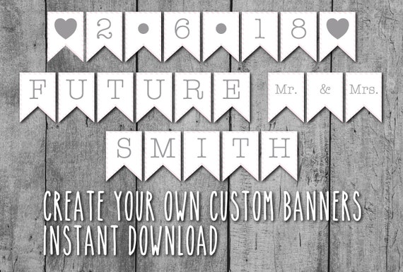 Printable Wedding Banner Engagement Banner Birthday Banner