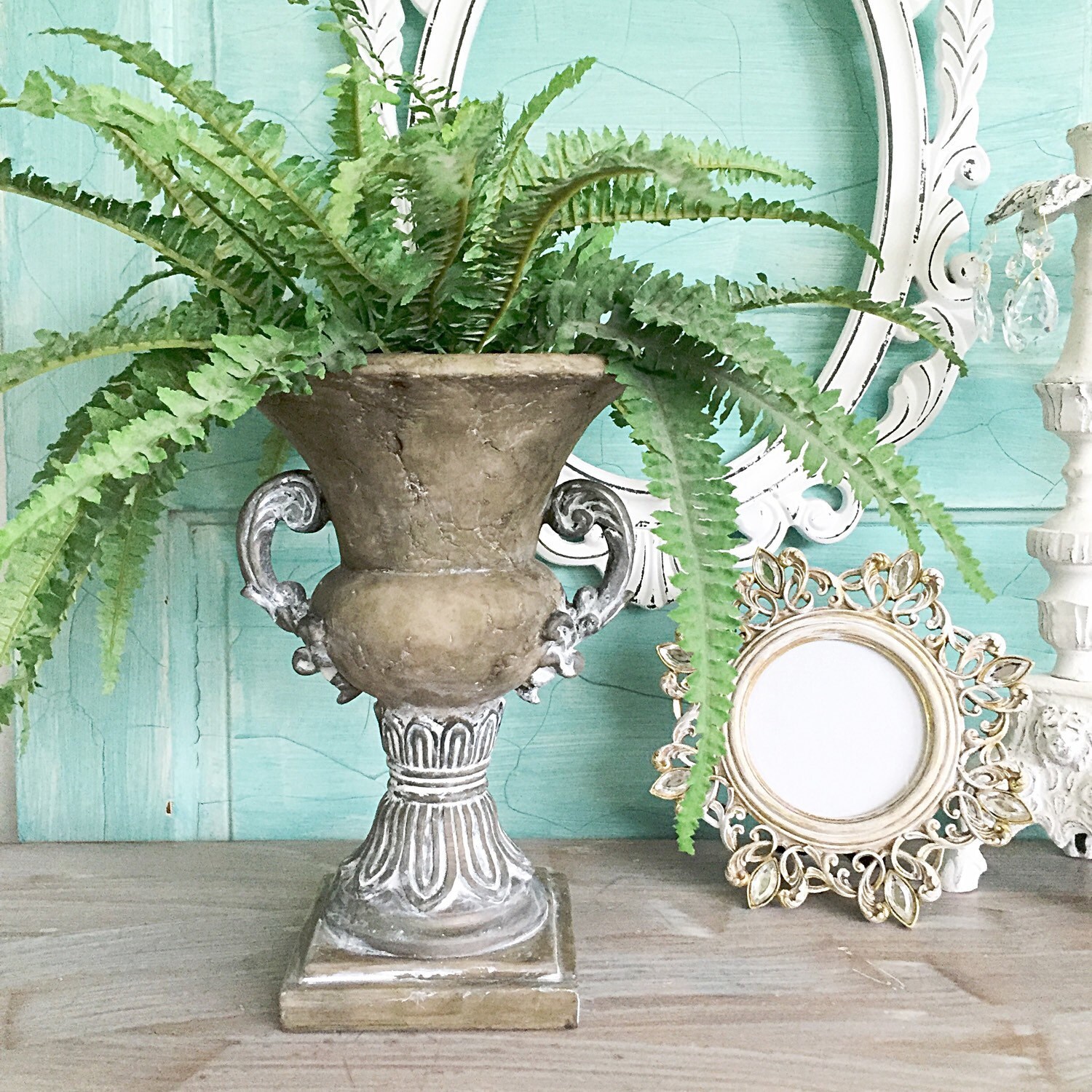 French Urn Provincial Table Decor Hand Painted Flower Vase