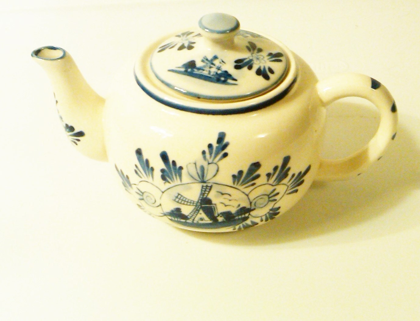 Delft Holland Teapot Hand painted teapot Blue Windmill Blue