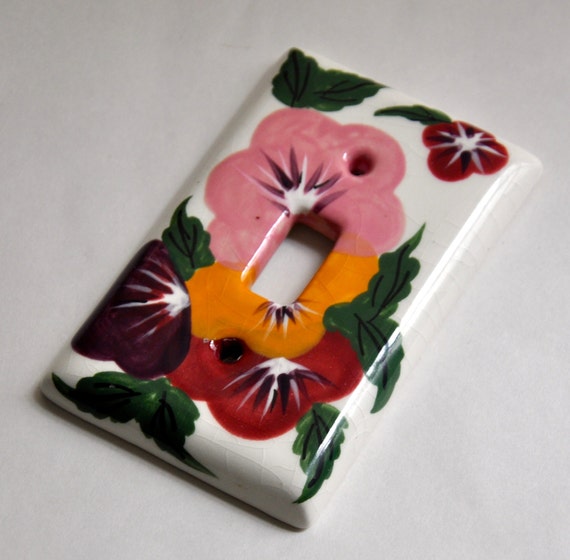 Ceramic Switch Plate Cover Floral Hand Painted Morning by hoodboon