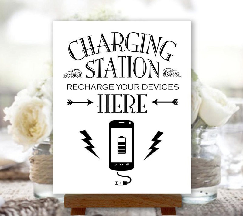 Charging Station Sign Printable Wedding Power by PrintablePixels