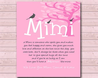 Mimi - Gift from Grandchildren - Can Be Personalized with We or I Love You Mimi, With Grandchildrens Names - Any Color Available