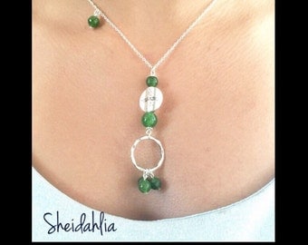 Jade Necklace- Sterling Silver, Natural Jade, Natural faceted jade, Unique pendant, Green jade, Saint Patrick Day, May birthstone color