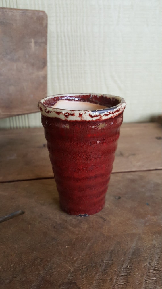 Maroon/red Ceramic Vintage insert for sugar molds rustic