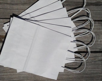 50 Pack - White Kraft Gift Bags 8"x4"x10"/Wedding Welcome Bags