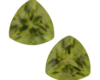 Hebei Peridot Loose Gemstones Set of 2 Trillion Cut 1A Quality 7mm 2.15 cts.