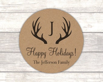 Christmas stickers - Christmas gift stickers - Holiday gift stickers - Christmas envelope seals - Rustic Christmas (CH003)