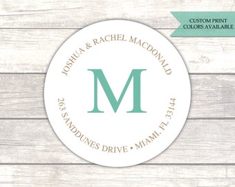 Return address labels (30) - Return address sticker - Round return address labels - Monogram return adress labels - Address stickers (AW012)