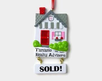 Realtor Personalized Ornament - Real Estate - Sold House - Hand Personalized Christmas Ornament
