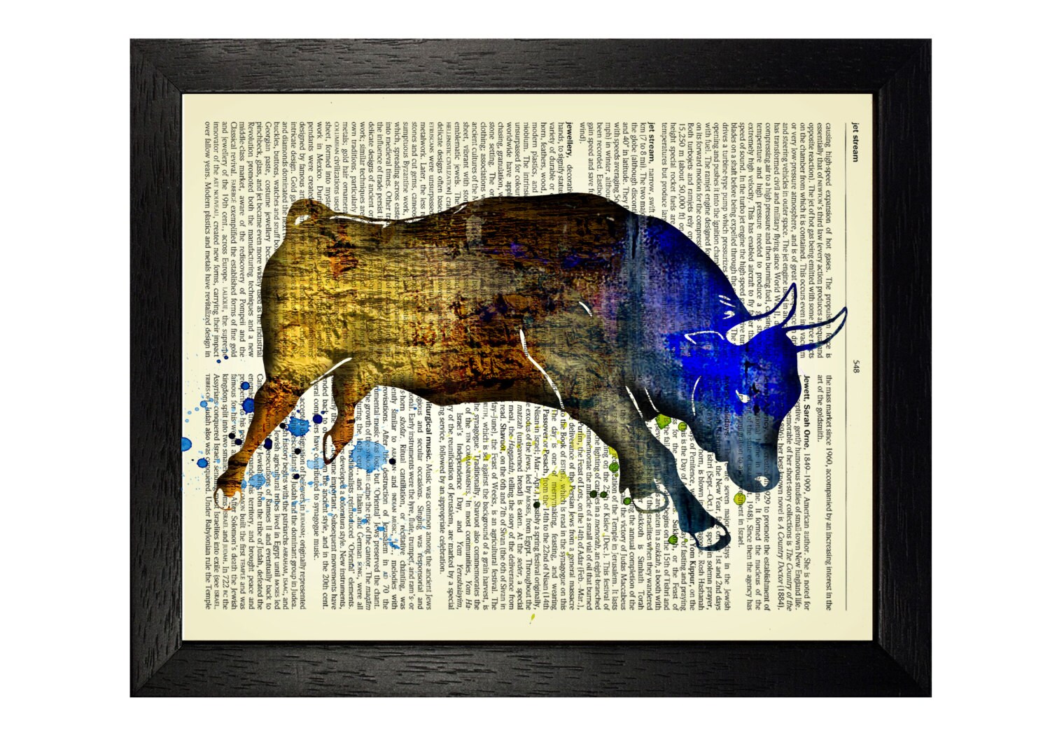 Abstract Bull Illustration Art Print Wall Decor Dictionary