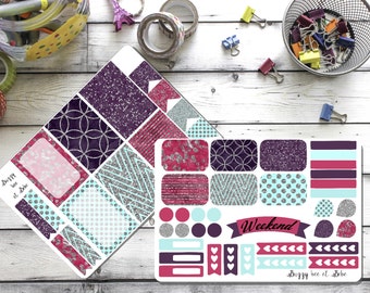 Planner Stickers - Day Planner Stickers - Magenta Glam Night - Glam Planner Stickers - Happy Planner Stickers - Vertical Planner Stickers