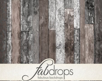 4x5 Reclaimed Farm Wood Backdrop | Distressed painted wood backdrop for photos - Fab Vinyl 4x5 ft (FV0552)
