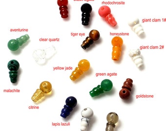 3 Holes T-Beads Set of Guru Beads Prayer Beads Mala Making Cones Bead 8mm Crystal Quartz Stone Beads