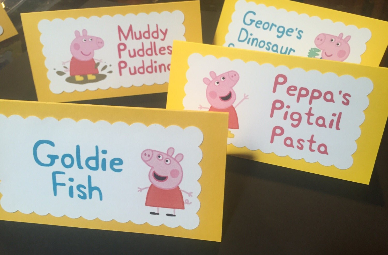 Peppa Pig Food Labels Table Tent Cards Birthday Party