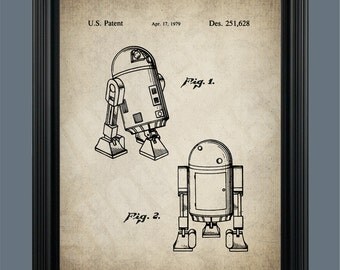 R2D2 Robot Patent Print 1979 Star Wars - R2D2 Poster - Star Wars Patent - Nerd Gift - Wall Art - Home Decor - Sci-Fi - Vintage - #084