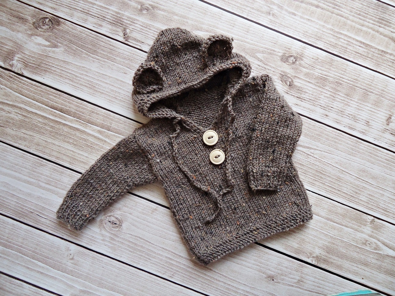 Baby sweater Knit sweater with Ears White Teddy Bear