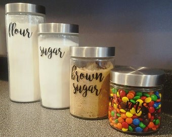 Kitchen Canister Label Vinyl Decals - Set of 4